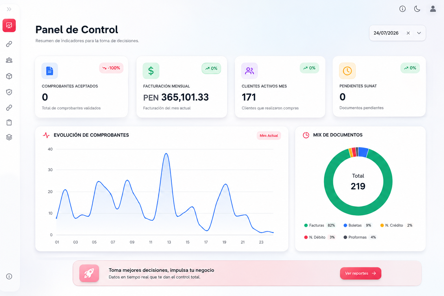 Dashboard Modo Claro NexaFact